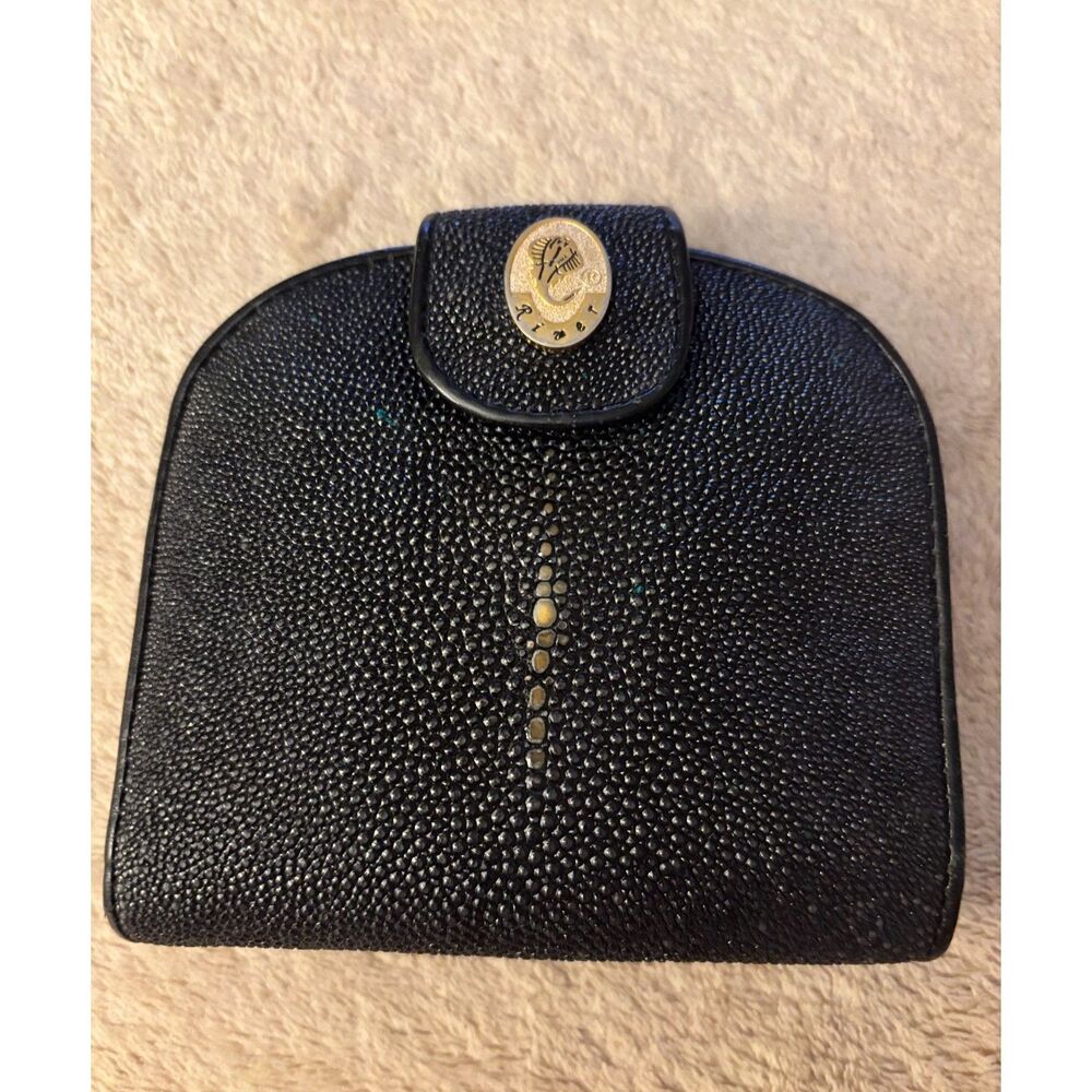 River Genuine Stingray Black Leather Women's Wallet Coin Purse Fiocchi Hardware